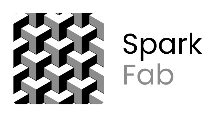 Spark Fab 3D logo white background